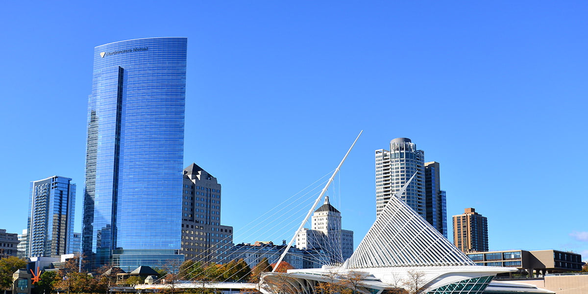 Milwaukee, Wisconsin skyline on a clear day